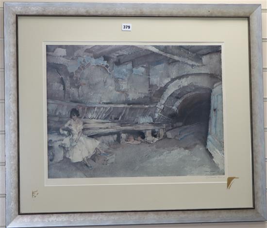 William Russell Flint, signed colour print, Secret Retreat, 46 x 60cm.